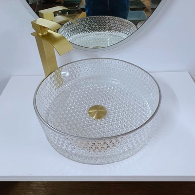 10インチの銀製の端が付いているガラス洗面器の自由で永続的で功妙なガラス容器ボール