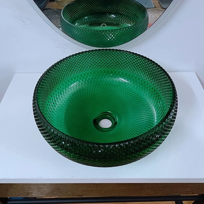 緑ガラス容器の洗面器の虚栄心のダイヤモンドのMordernの円形の浴室