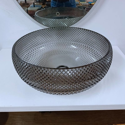 独特なガラス容器の洗面器の灰色の浴室の灰色の水晶虚栄心のカウンタートップの円形