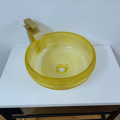 17.7インチの黄色い浴室の流しボールは180mmの12mm円形の水晶のスタイルを作る