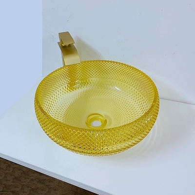 17.7インチの黄色い浴室の流しボールは180mmの12mm円形の水晶のスタイルを作る