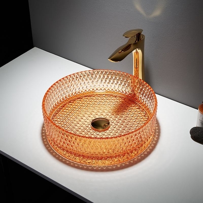 浴室の容器の流しは上限のテーブルの上のカウンターの洗面器イタリアのガラス設計ボーリングをする