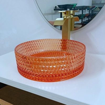浴室の容器の流しは上限のテーブルの上のカウンターの洗面器イタリアのガラス設計ボーリングをする