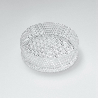 12mmのテーブルの上手の洗面器15.5インチの透明な水晶円形の浴室の流しの洗面器ボール