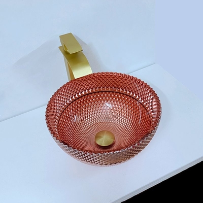 電気めっきされる反対の上のよじ登るガラス ローズの金の容器の流しの正方形