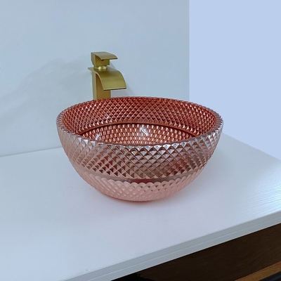 電気めっきされる反対の上のよじ登るガラス ローズの金の容器の流しの正方形