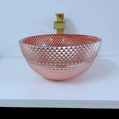 電気めっきされる反対の上のよじ登るガラス ローズの金の容器の流しの正方形