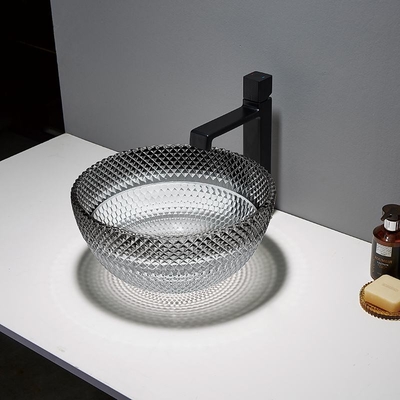 円形のカウンタートップの虚栄心は容器の浴室の勾配の黒現代160mmを沈める