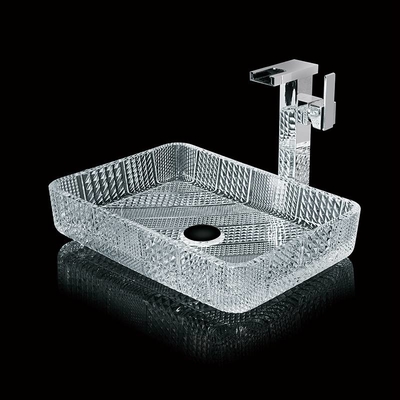 水晶透明の長方形カウンターテーブルシンク 浴室 460mm 330mm 105mm ハンドウォッシュ