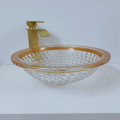 金の端の多彩な洗面器450mmのダイヤモンドの深い容器の円錐形は優雅形づける