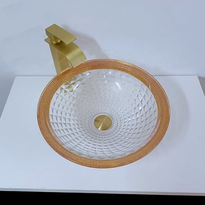 金の端の多彩な洗面器450mmのダイヤモンドの深い容器の円錐形は優雅形づける