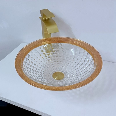 金の端の多彩な洗面器450mmのダイヤモンドの深い容器の円錐形は優雅形づける