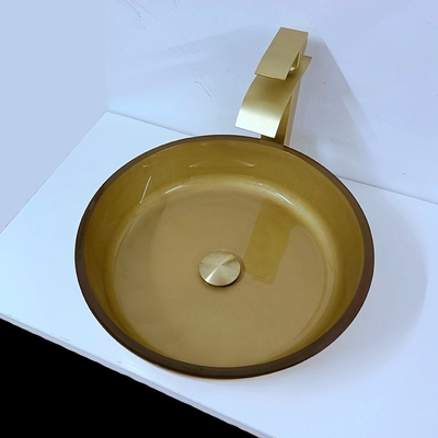 110mmの高さによってブラシをかけられるガラス洗面器ボール420mmの長さの円形の円の容器の流し
