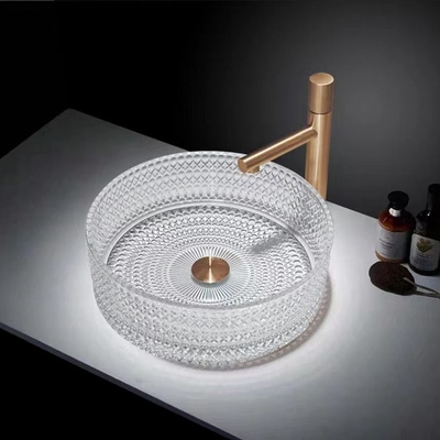 12mmの厚さの透明なガラス容器の洗面器は漏出を沈めない