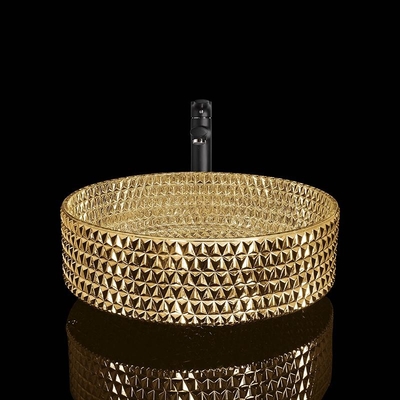 24K金のクリスタル グラスの洗面器はコーティングの容易なきれい電気めっきした