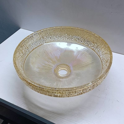 現代風呂のガラス容器盆