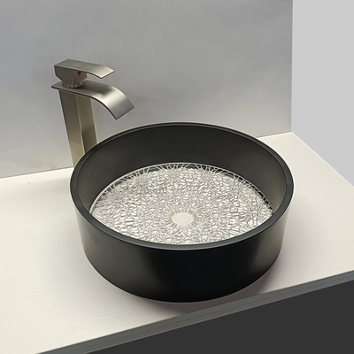 400*400*120mm ブラック エッジ ガラス 洗面台 排水 サイズ 1.77 インチ