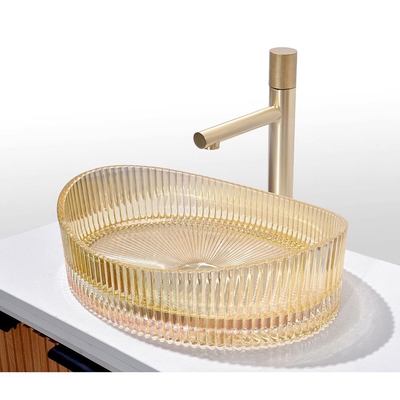 12mm の厚さ の 中央 排水 グラス 盆 ボウル と 現代の ガラス 容器 盆