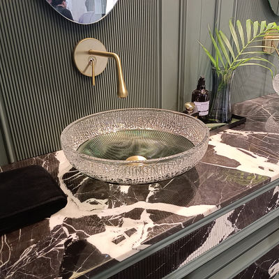 スタイリッシュな丸いカウンタータップ バスルームシンク 1.77 インチドレインサイズ